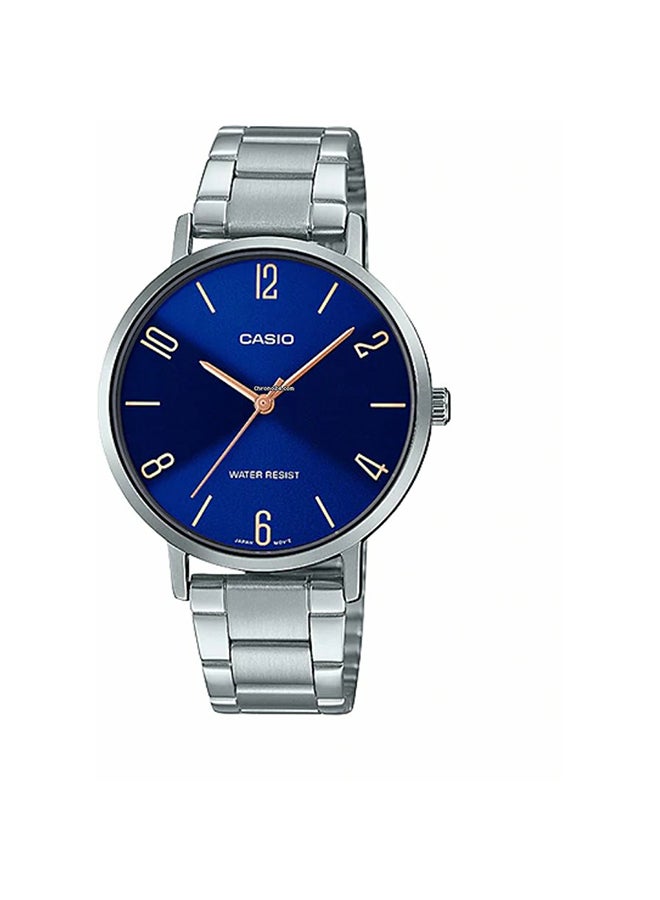 CASIO Women's Stainless Steel Analog Wrist Watch Ltp-vt01d-2b2udf Blue - 34 mm - Silver  - Image 1
