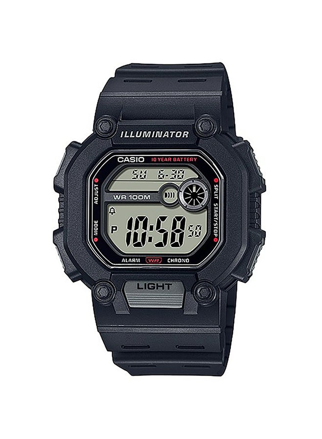 كاسيو ساعة يد رقمية كوارتز بسوار من الراتينج طراز W-737H-1AVDF لون أسود - 52 مم - أسود للرجال - Image 1