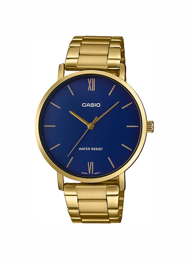 CASIO Men's Stainless Steel Analog Quartz Wrist Watch MTP-VT01G-2BUDF Navy/Gold - 40 mm - Gold - Image 1