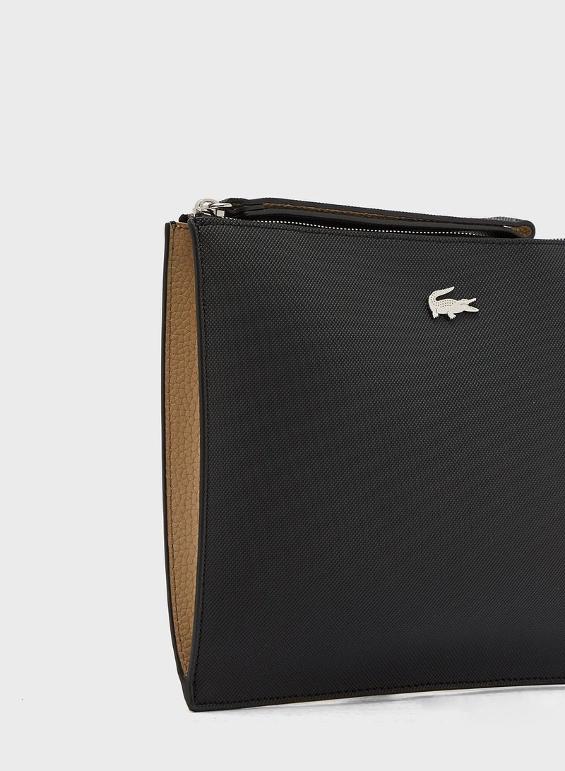 LACOSTE Anna Zip Closure Purse Black - Image 3