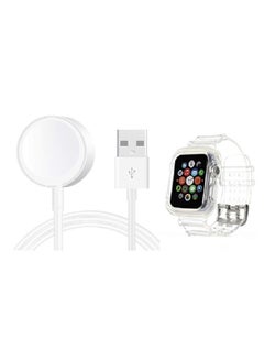Replacement Band Strap With Case And Charger For Apple Watch Clear