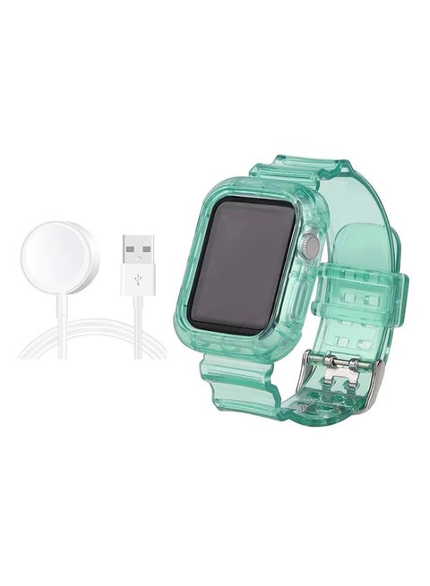 Replacement Band Strap With Case And Charger For Apple Watch Green