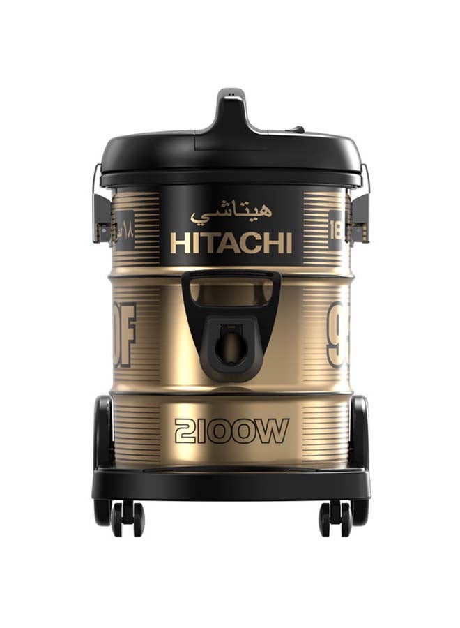 هيتاشي مكنسة كهربائية بعلبة تخزين على شكل سطل 18 L 2100 W CV-950F ذهبي/ أسود