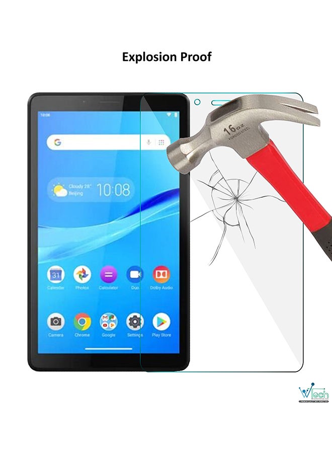 دبليو تيك مجموعة من قطعتين من لاصقات حماية الشاشة فائقة الجودة من الزجاج المقوى بصلابة 9H وحافة ‎ 2.5 Dمزودة بفتحة لتابلت لينوفو تاب M7 شفاف - Image 4