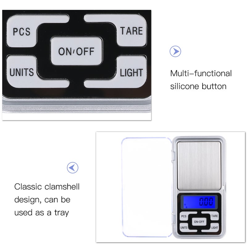 Generic - 200g/0.01g High Precision LCD Display Pocket Jewelry Gold Diamond Weighing Mini Electronic Digital Scale HP4-LU multicolour - Image 1
