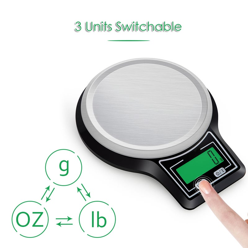 WeiHeng Stainless Steel Weighing Electronic Digital Kitchen Scale With Tare Function HP50-LU Black - Image 3