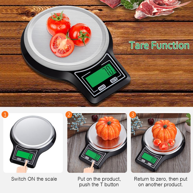 WeiHeng Stainless Steel Weighing Electronic Digital Kitchen Scale With Tare Function HP50-LU Black - Image 5