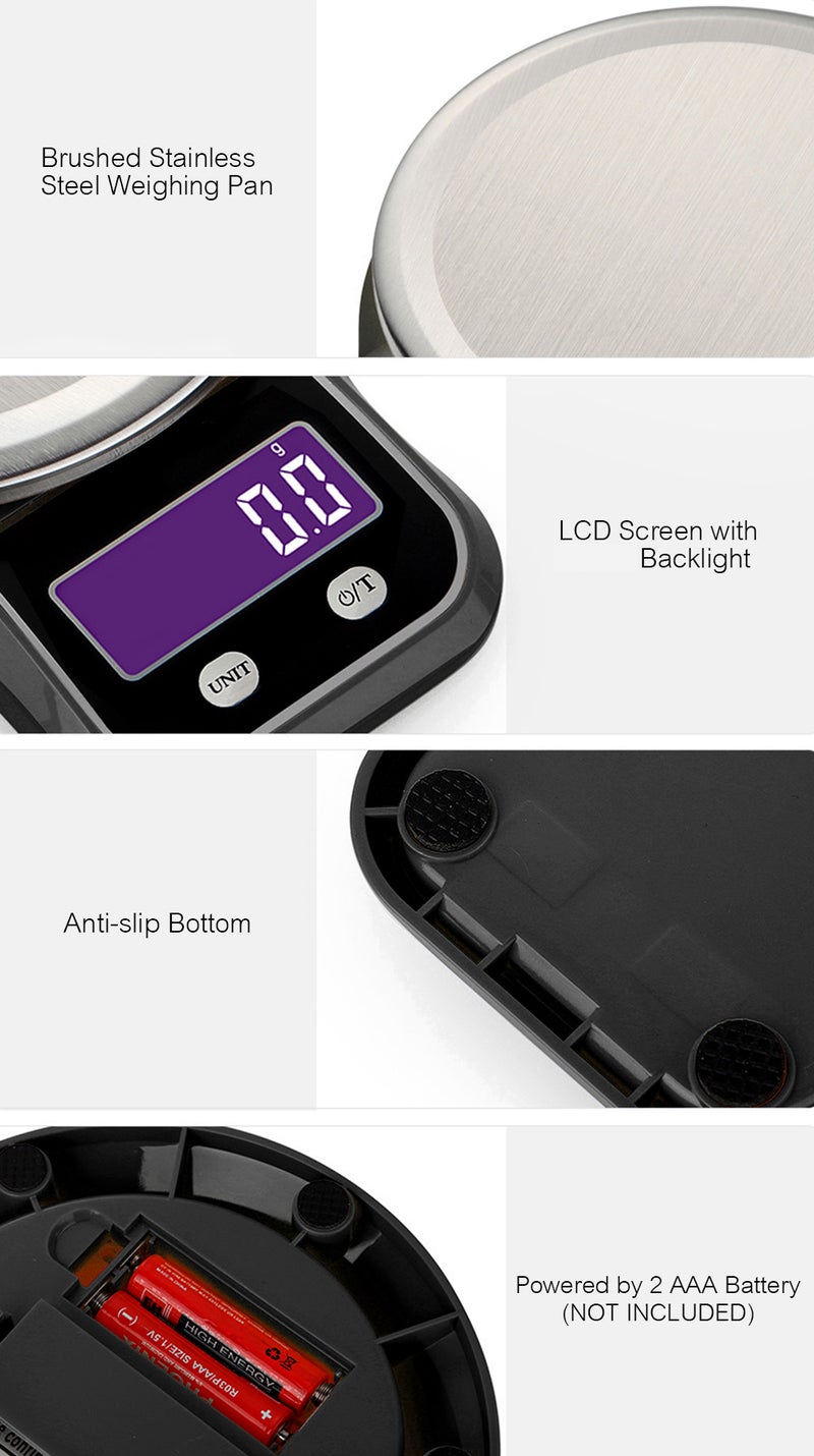 WeiHeng Electronic Platform Kitchen Scale  Stainless Steel Black - Image 3