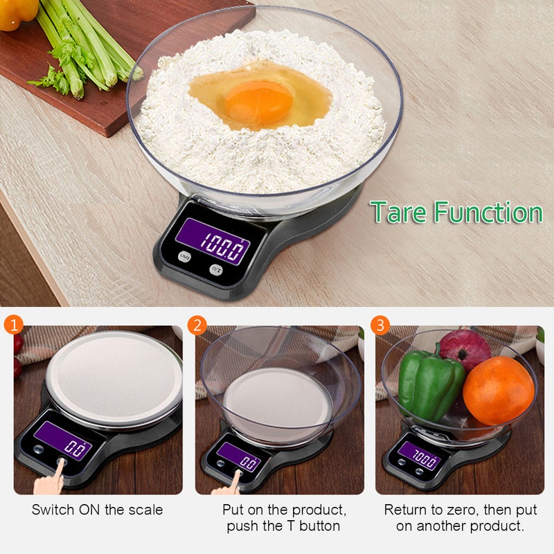 WeiHeng - Electronic Platform Stainless Steel Kitchen Scale Black - Image 1