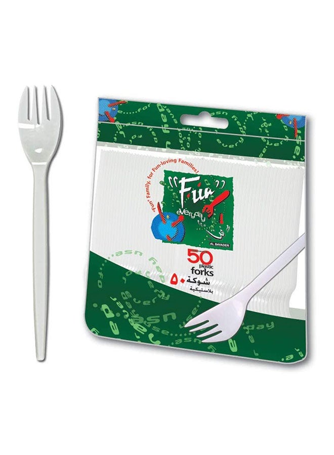 Fun 50-Piece Disposable Plastic Forks White 