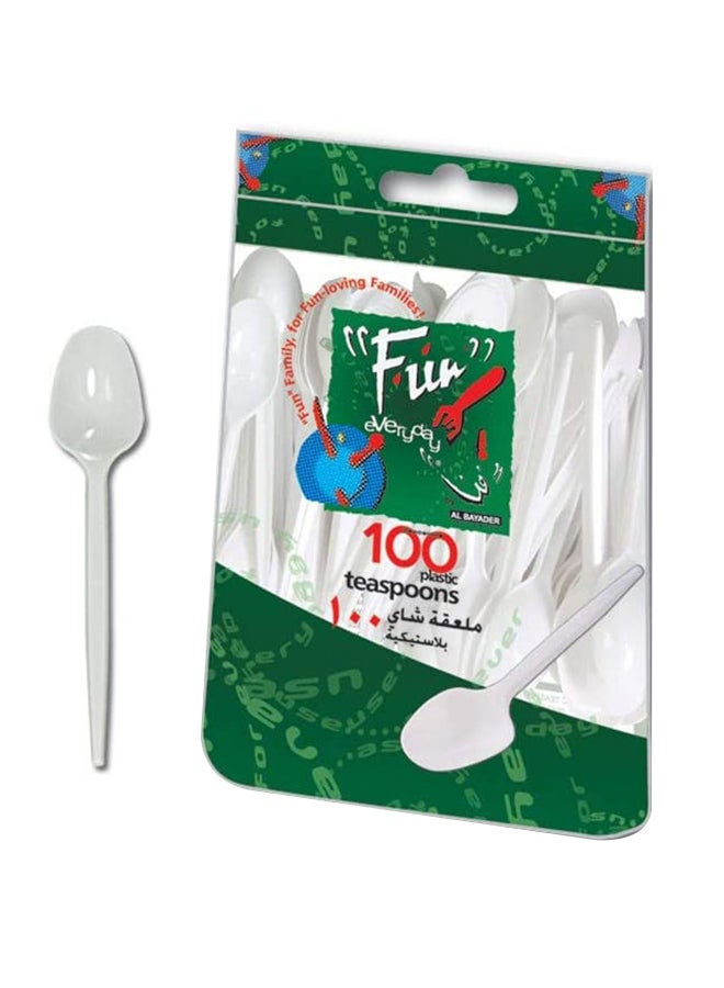 Fun 100-Piece Disposable Plastic Tea Spoons White 