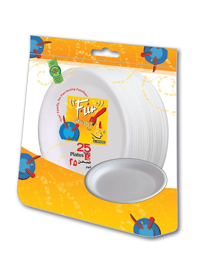 Fun 25 Piece Foam Plate White 7inch  - Image 1