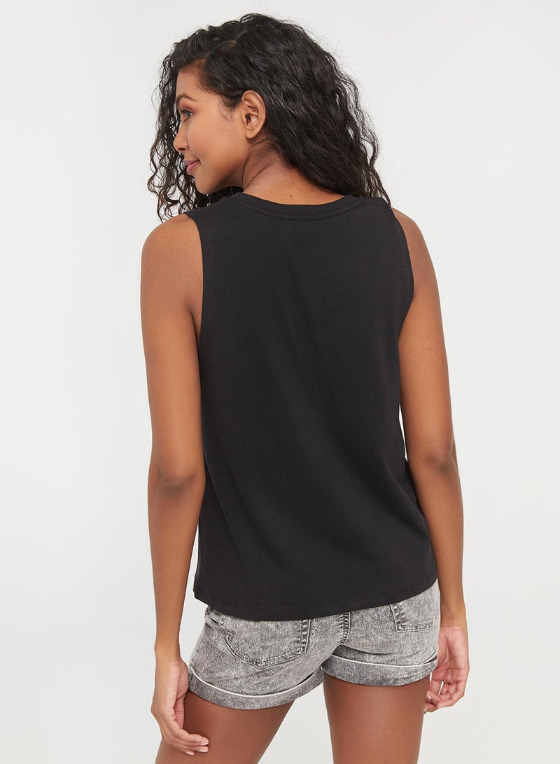 Ardene - Stylish Lightweight Round Neck Sleeveless Jersey Muscle Tank Black - Image 1