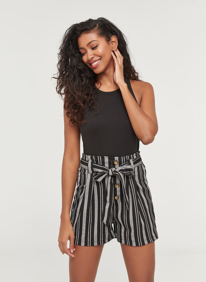 Ardene Paper Bag Dressy Midi Shorts Black - Image 1