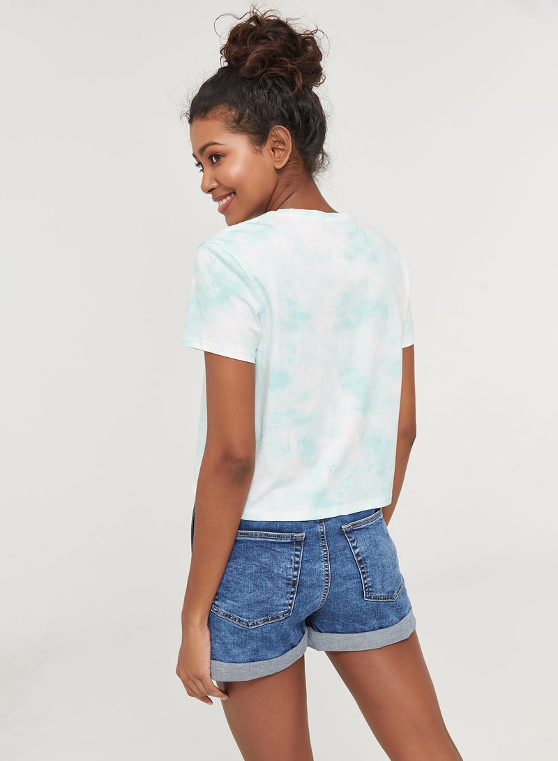 Ardene Short Sleeves Boxy T-Shirt Green/White  - Image 2