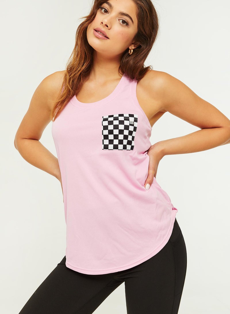 Ardene - Casual Polyester Scoop Neck Loose Tank Top Pink - Image 1