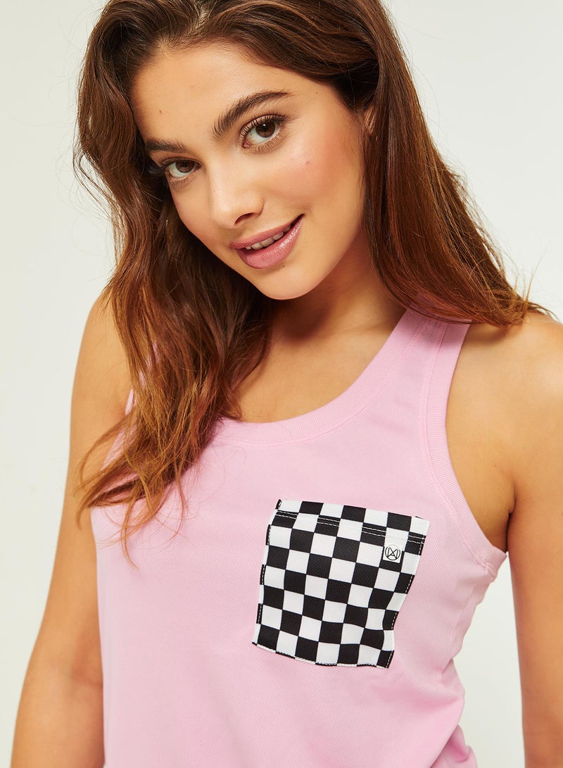 Ardene - Casual Polyester Scoop Neck Loose Tank Top Pink - Image 1