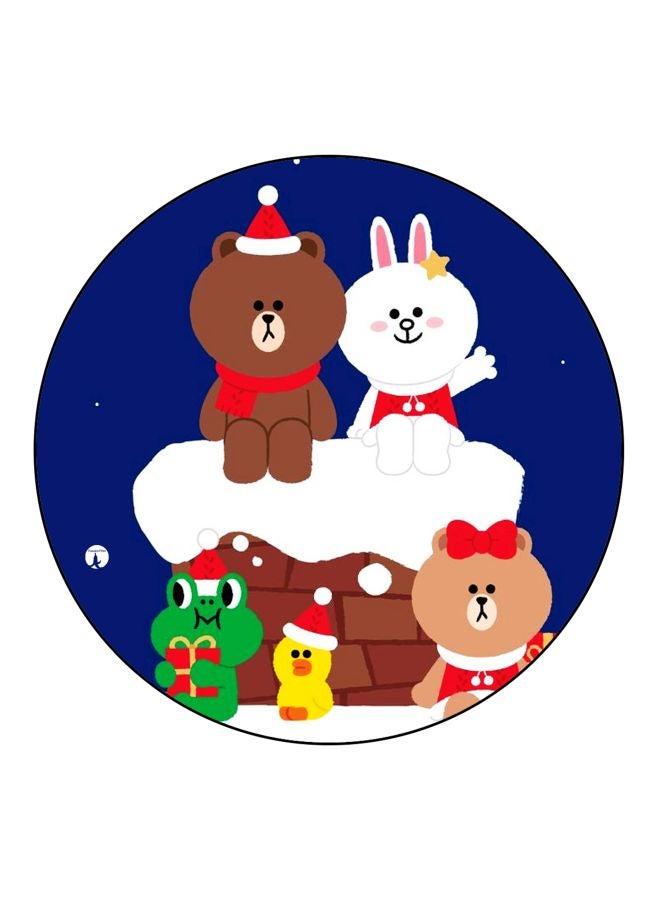 BP Teddy Bear Printed Wooden Fridge Magnet Blue/White/Brown 5.5cm - Image 1