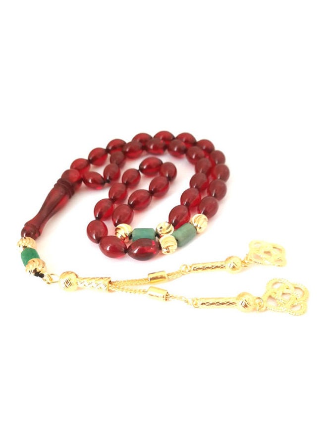 Miracle Empire THE DUTCH Rich Burgandy Red Amber Sand With 18k Gold Plated Beads Natural Genuine Authentic Colombian Emerald Rosary. Exclusive Design Timeless Art  - Image 4