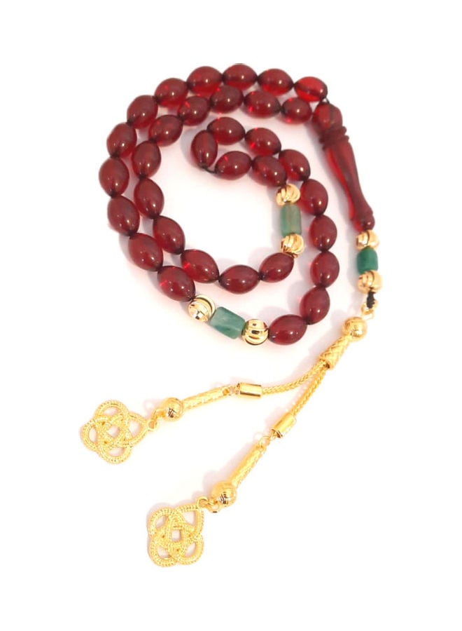 Miracle Empire THE DUTCH Rich Burgandy Red Amber Sand With 18k Gold Plated Beads Natural Genuine Authentic Colombian Emerald Rosary. Exclusive Design Timeless Art  - Image 1