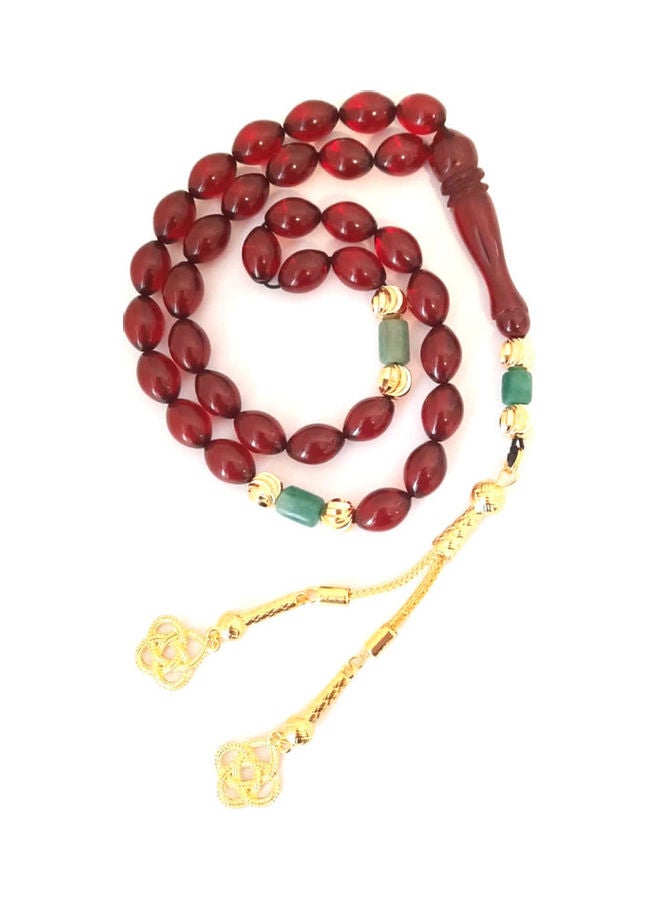 Miracle Empire THE DUTCH Rich Burgandy Red Amber Sand With 18k Gold Plated Beads Natural Genuine Authentic Colombian Emerald Rosary. Exclusive Design Timeless Art  - Image 3