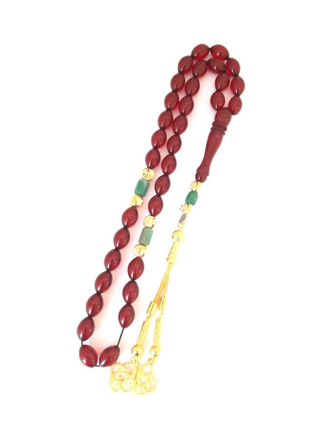 Miracle Empire THE DUTCH Rich Burgandy Red Amber Sand With 18k Gold Plated Beads Natural Genuine Authentic Colombian Emerald Rosary. Exclusive Design Timeless Art  - Image 5