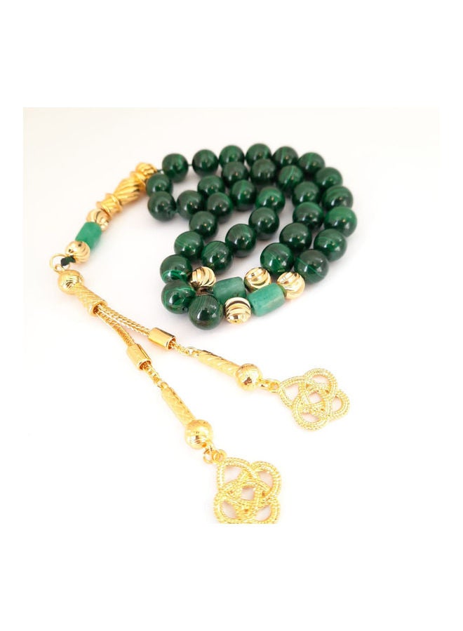Miracle Empire THE EMPRESS Natural Malachite Stone With Genuine Authentic Colombian Emerald 18k Gold Plated Beads. Exclusive Design Timeless Piece Of Art  - Image 2