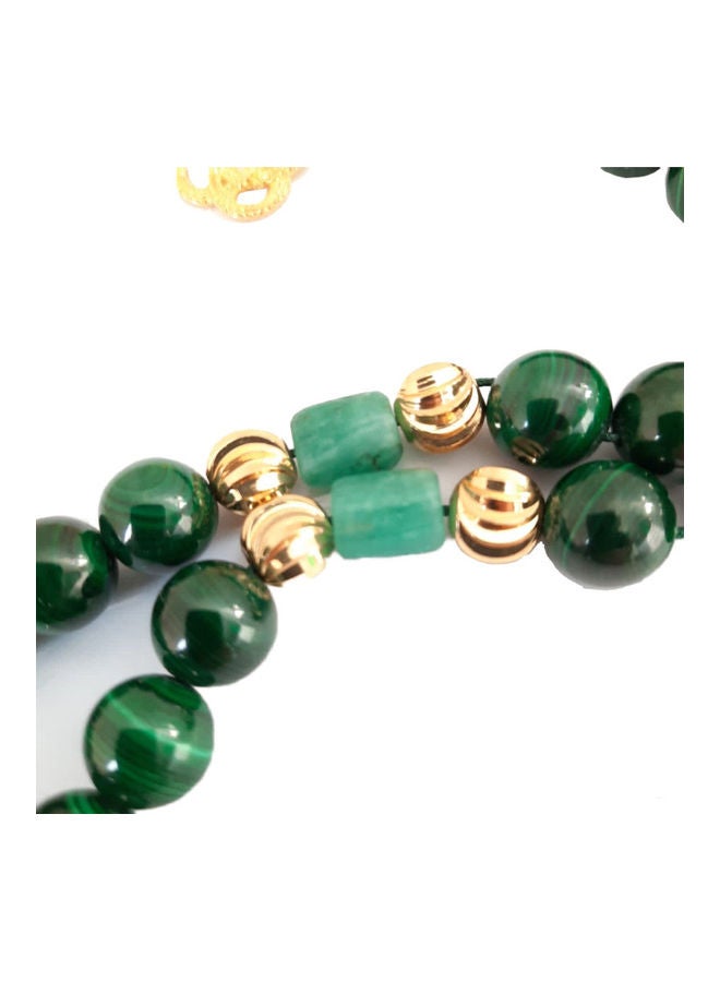 Miracle Empire THE EMPRESS Natural Malachite Stone With Genuine Authentic Colombian Emerald 18k Gold Plated Beads. Exclusive Design Timeless Piece Of Art  - Image 3