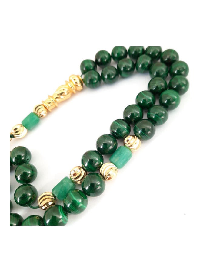 Miracle Empire THE EMPRESS Natural Malachite Stone With Genuine Authentic Colombian Emerald 18k Gold Plated Beads. Exclusive Design Timeless Piece Of Art  - Image 4
