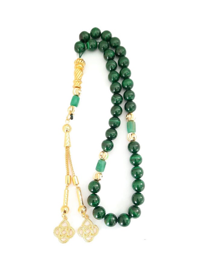 Miracle Empire THE EMPRESS Natural Malachite Stone With Genuine Authentic Colombian Emerald 18k Gold Plated Beads. Exclusive Design Timeless Piece Of Art  - Image 5