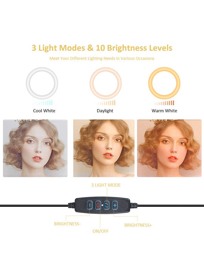 Tomshine - Dimmable Ring Light Set 5V 12W 120 LEDs 10 Inches White 36 x 5 x 34cm - Image 1