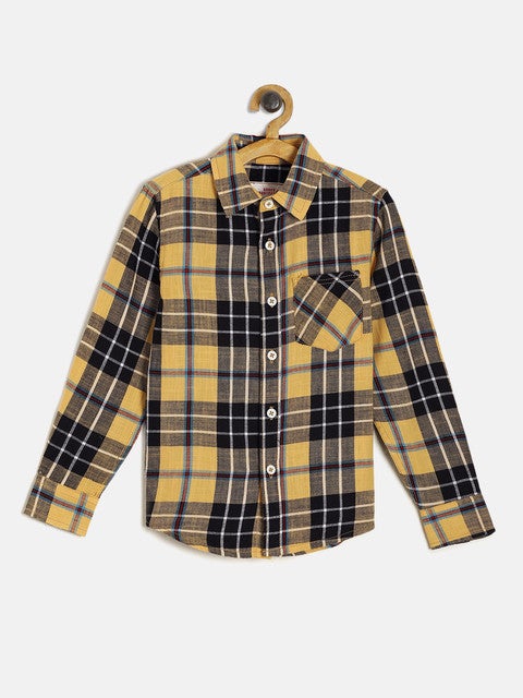 Under Fourteen Only - Full Sleeves Check Shirt Yellow/Black - Image 1
