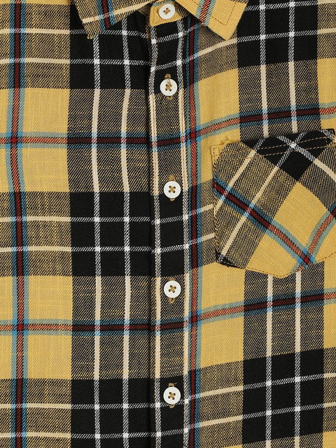Under Fourteen Only - Full Sleeves Check Shirt Yellow/Black - Image 1