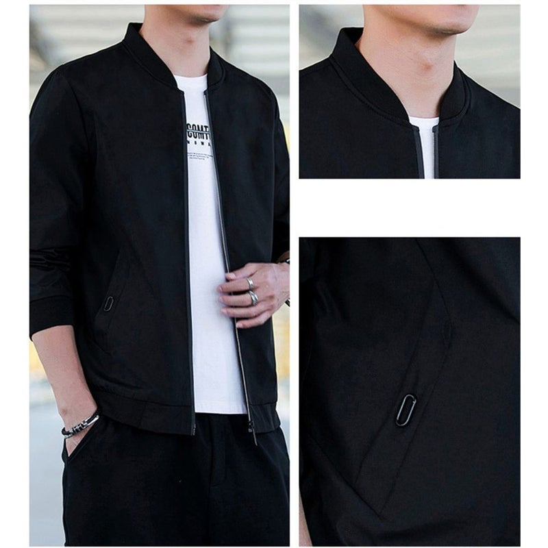 Long Sleeve Bomber Jacket Black - Image 5