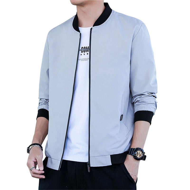 Long Sleeve Bomber Jacket Grey  - Image 1