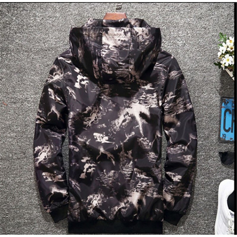 Long Sleeve Printed Hoodie Jacket Grey - Image 2