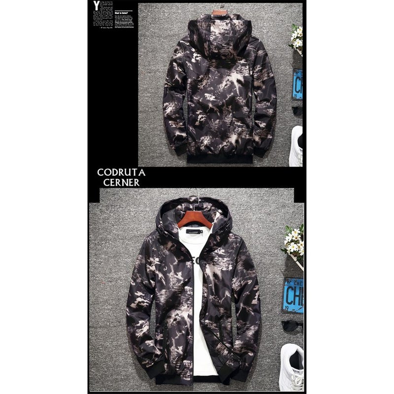 Long Sleeve Printed Hoodie Jacket Grey - Image 3