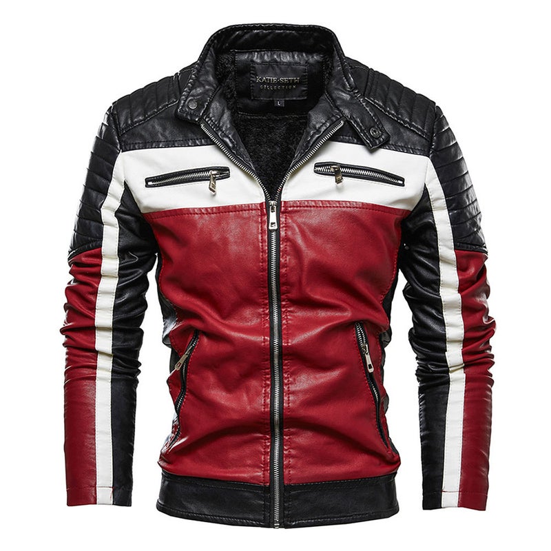 Long Sleeve Motorcycle Jacket Red/Black  - Image 1