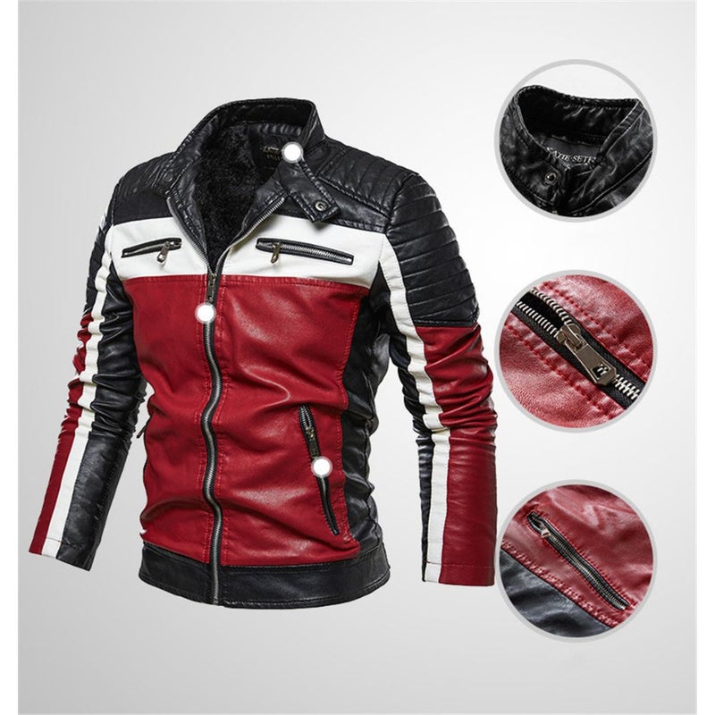 Long Sleeve Motorcycle Jacket Red/Black  - Image 3
