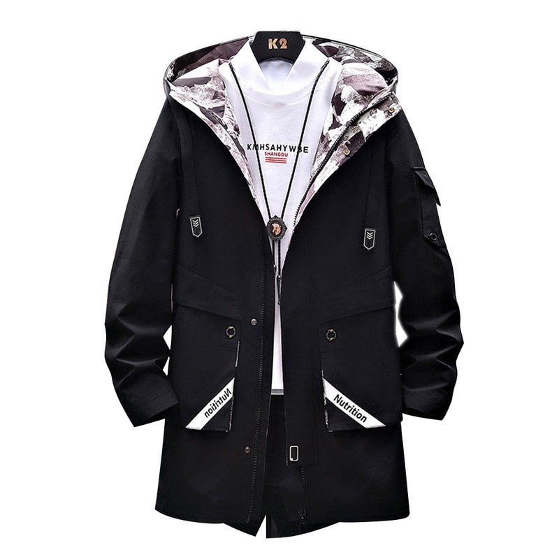 Hoodie Mid Length Windshield Jacket Black - Image 1