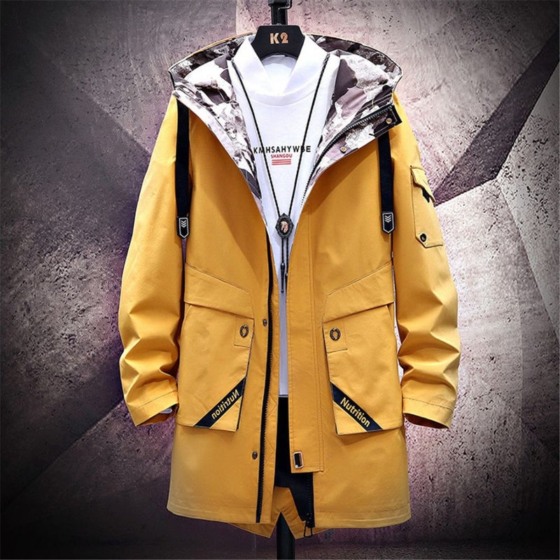 Hoodie Mid Length Windshield Jacket Yellow - Image 2