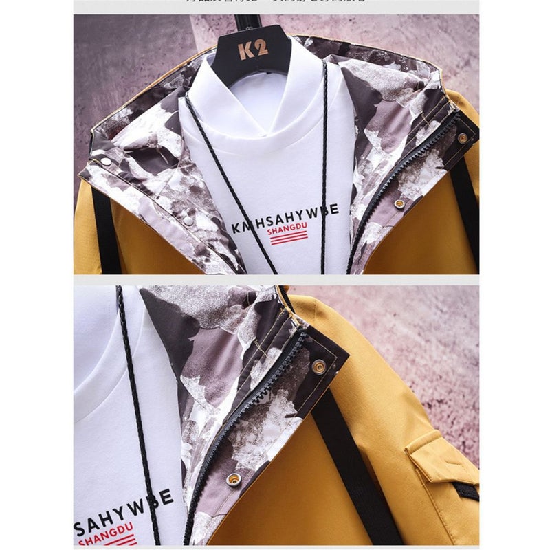 Hoodie Mid Length Windshield Jacket Yellow - Image 4