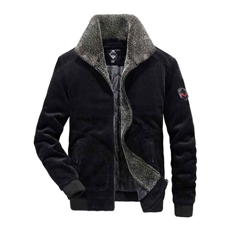 Long Sleeve Corduroy Jacket Black - Image 2
