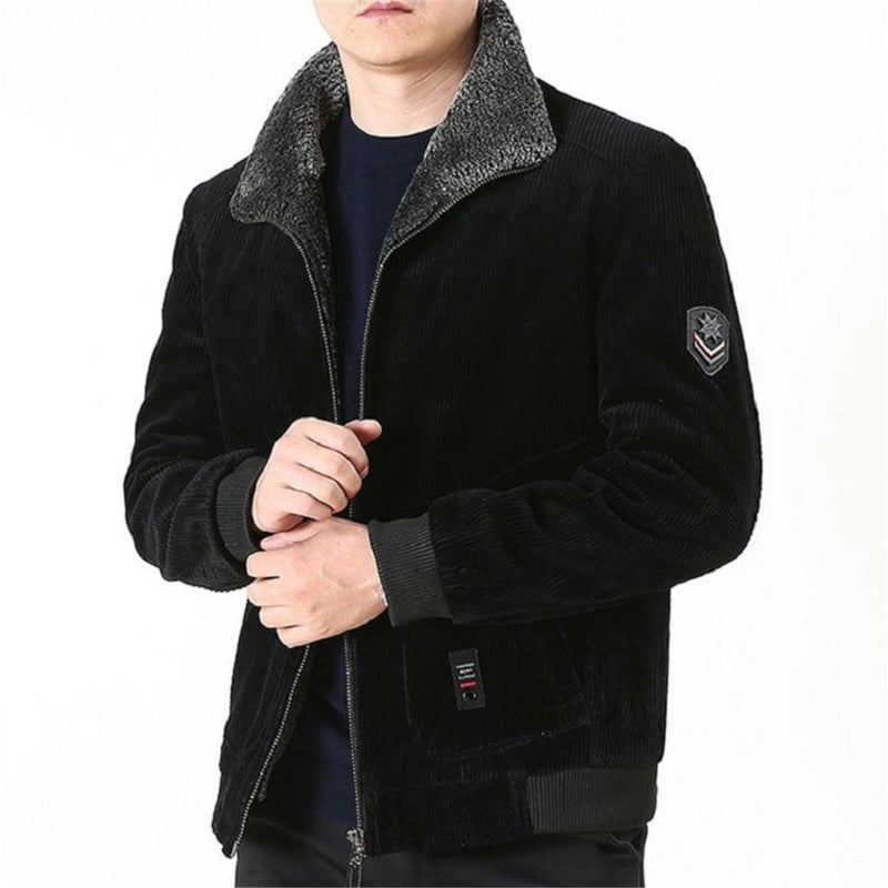 Long Sleeve Corduroy Jacket Black - Image 1