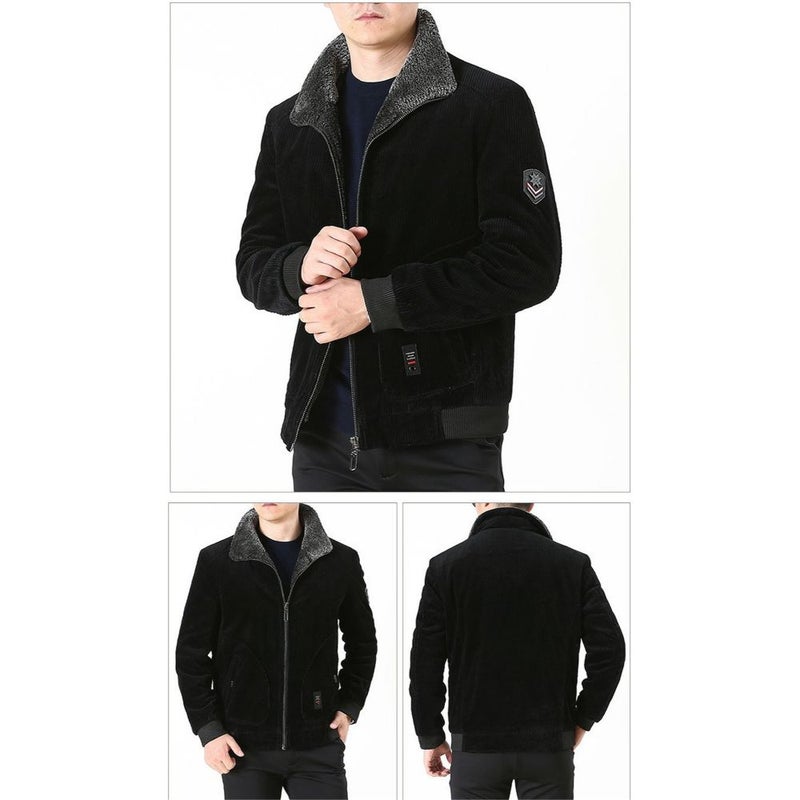 Long Sleeve Corduroy Jacket Black - Image 3