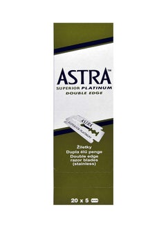 Astra 100-Piece Platinum Double Edge Shaving Razor Blade Silver 