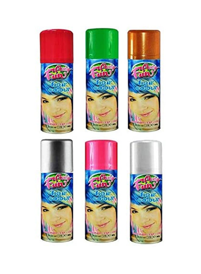 بارتي فن رذاذ ملون للحفلات من 6 قطع متعدد الألوان 125ملليلتر