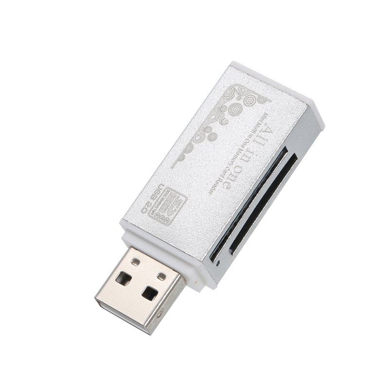 Mini Portable Card Reader For SD/TF/MS Micro Silver - Image 2