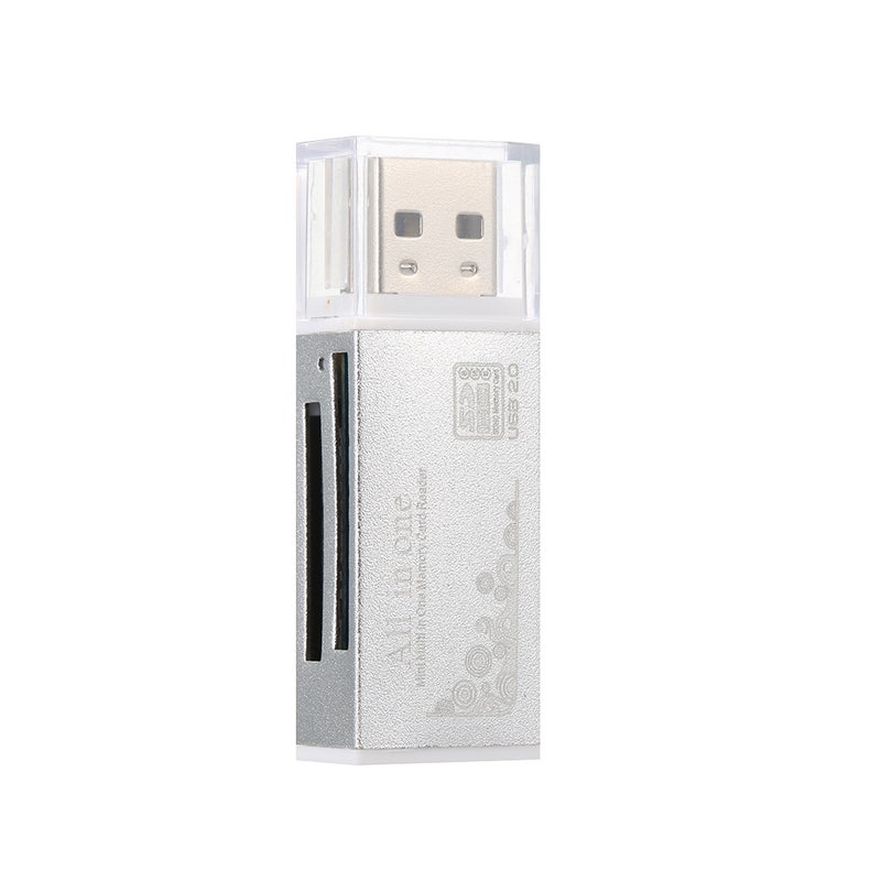 Mini Portable Card Reader For SD/TF/MS Micro Silver - Image 1