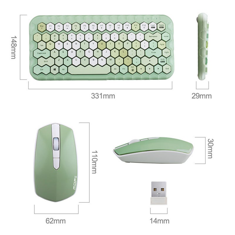 Cordless Mechanical Round Cap Keyboard And Mouse Blue  - Image 5